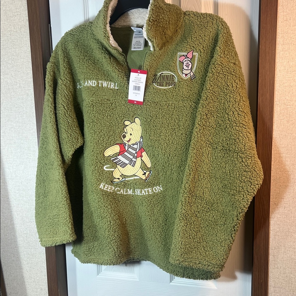Disney Green Fleece Hoodie with Winnie the Pooh - Picture 1 of 9